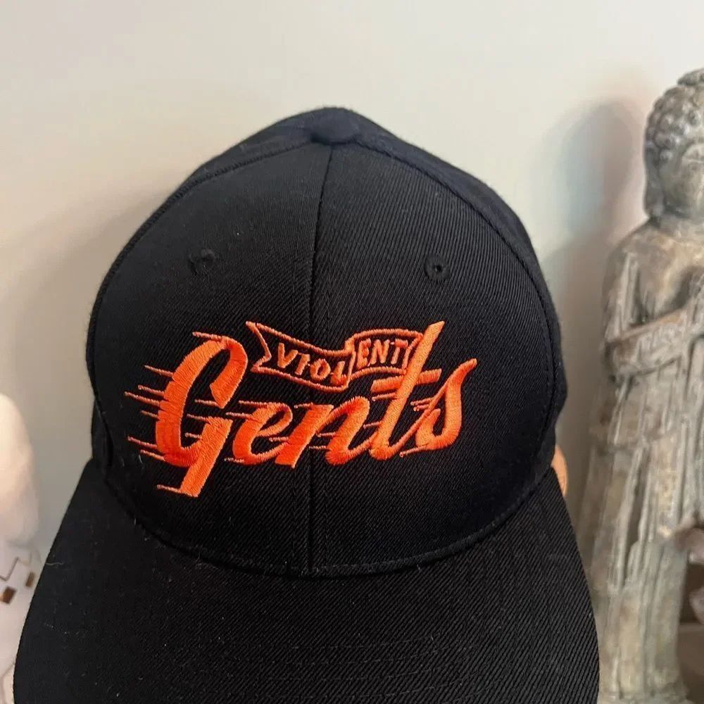 Violent Gents Black and Orange embroidered SnapBack Cap.  Hockey.